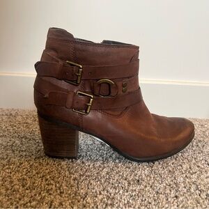 Joseph Seivel Germany Brown Genuine Leather Ankle Boots Block Heel Women US 6.5